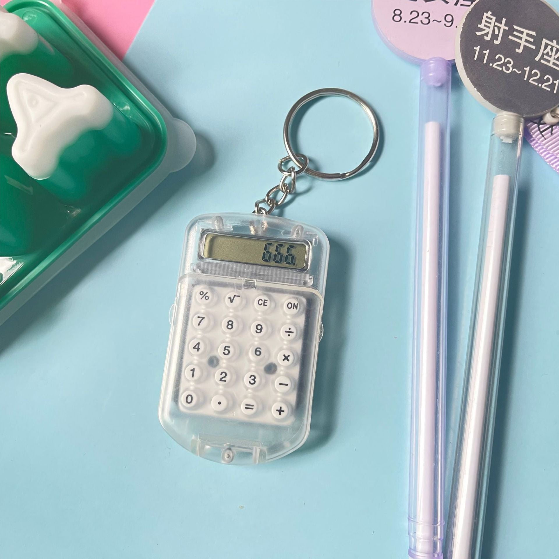 Wholesale Flip Transparent Calculator Mini Keychain